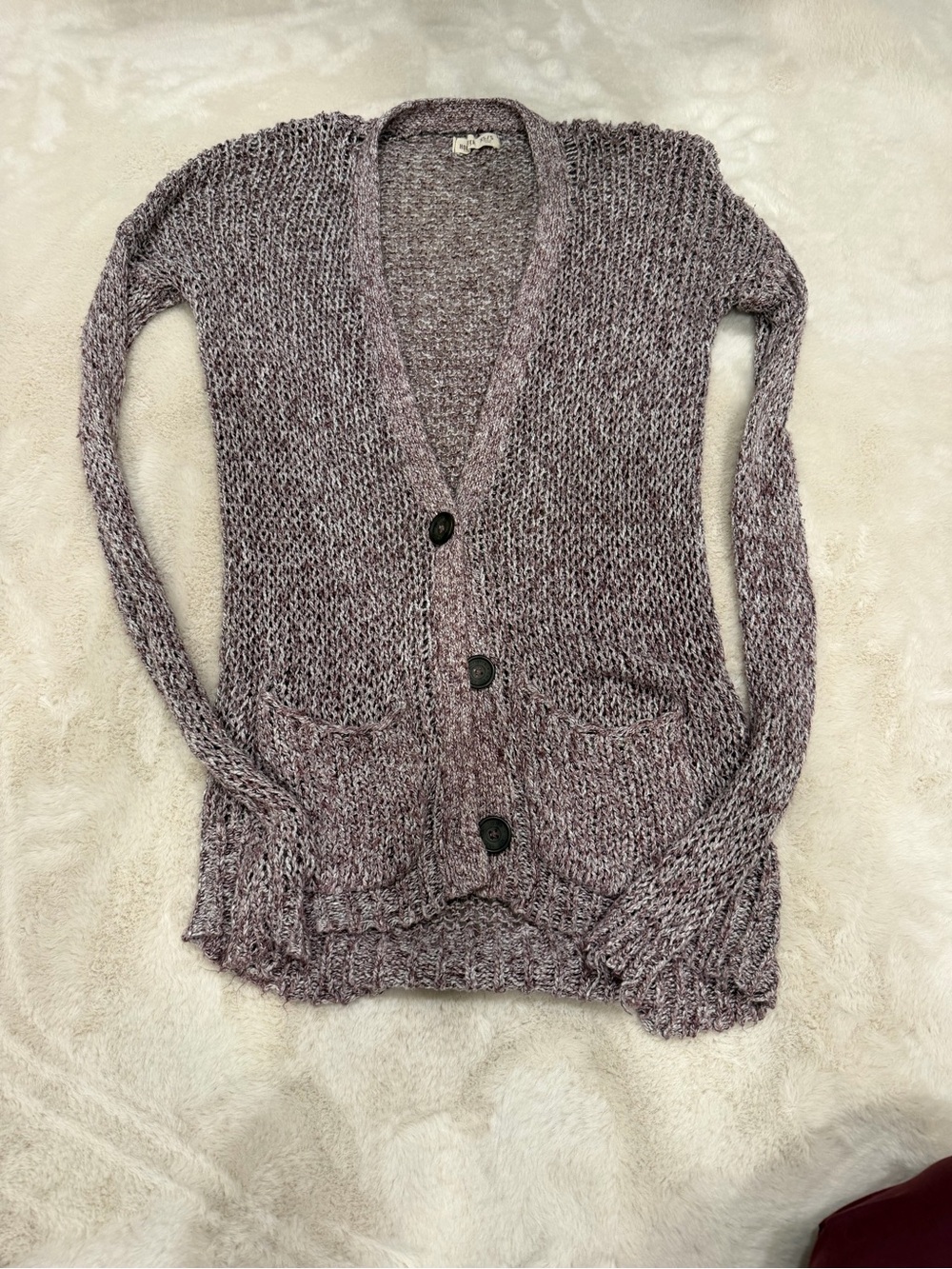 Hollister Heathered Mauve Button-Up Knit Cardigan